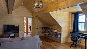 Cabin, 3 Bedrooms | Living area | Smart TV, streaming services - Peaceful Lakefront Cabin In The Catskills 3 Bedroom Cabin (Coxsackie)