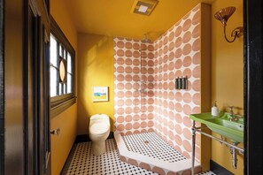 Douche, séchoir à cheveux, serviettes fournies