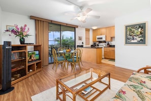 Condo, 1 King Bed with Sofa bed, Lanai, Partial Ocean View (Kona Makai 4202) | Interior - Great Location AC & Wifi Concierge Included! (Kailua-Kona)