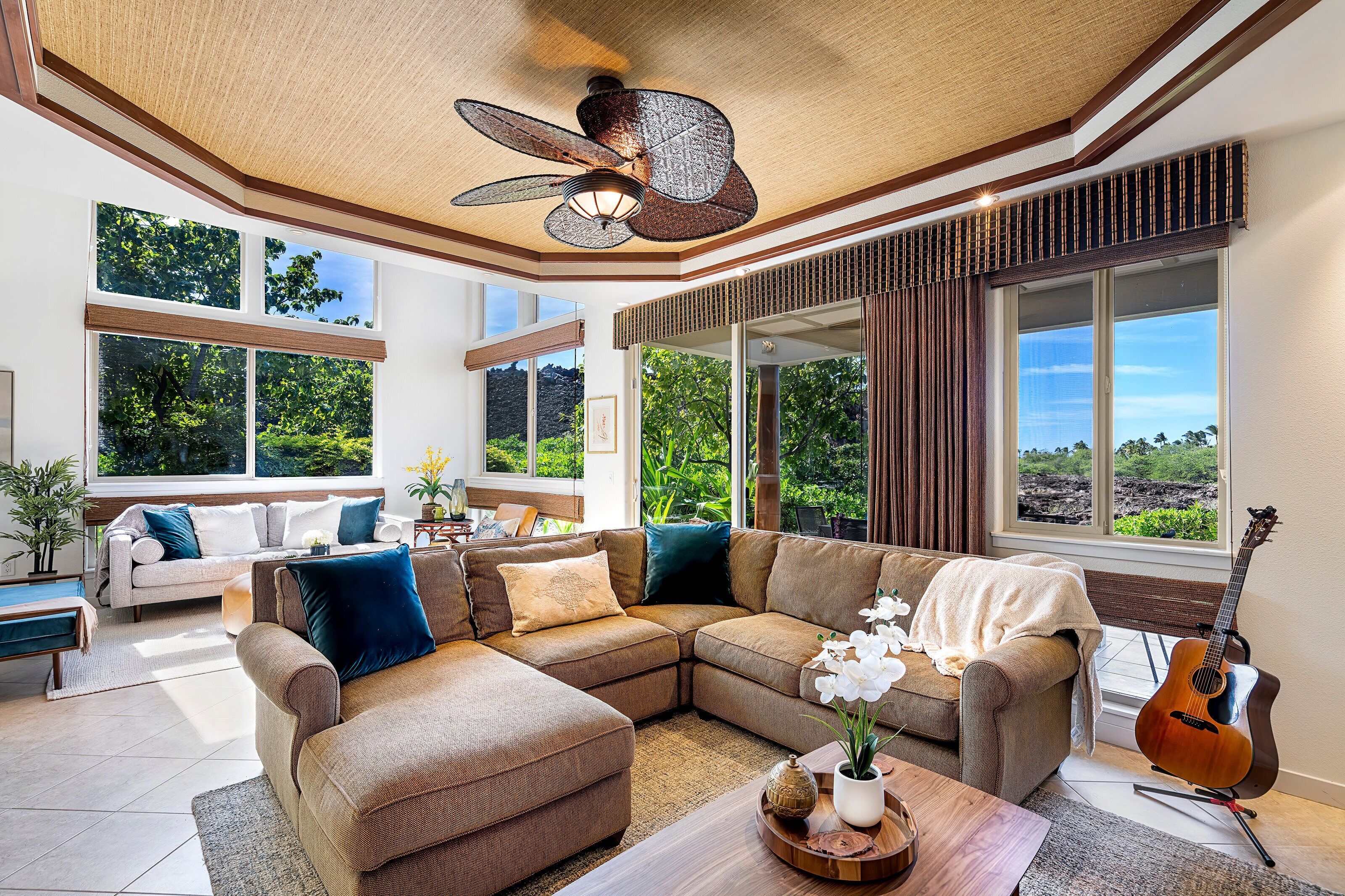 Condo, Multiple Beds, Lanai, Garden View (Palm Villas at Mauna Lani H1) | Living area