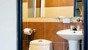 Triple Room | Bathroom | Shower, hair dryer, towels, soap