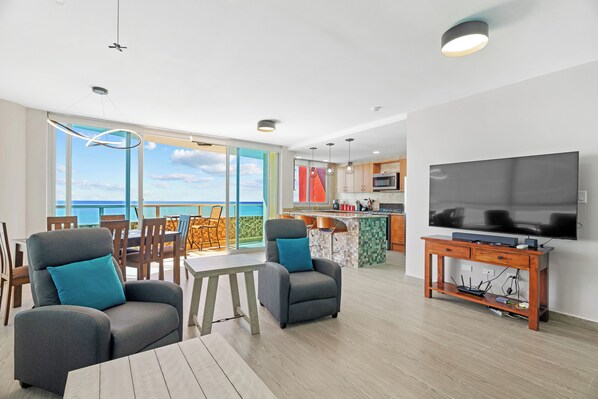 Smart TV, foosball, table tennis, books