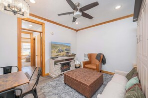 Fernseher, Kamin, DVD-Player