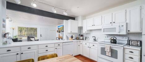 Kühlschrank, Mikrowelle, Herdplatte, Geschirrspüler