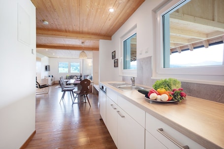 Fridge, oven, stovetop, dishwasher. Haus Hochtalblick Apartment "Blösling 2" with Panoramic View, Wi-Fi, DreiWelten-Card Included