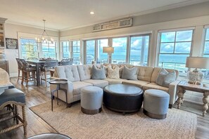 TV, fireplace - New private beachfront home on Lake Michigan now booking summer 2026 (Spring Lake)