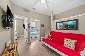 4 bedrooms, iron/ironing board, travel cot, WiFi