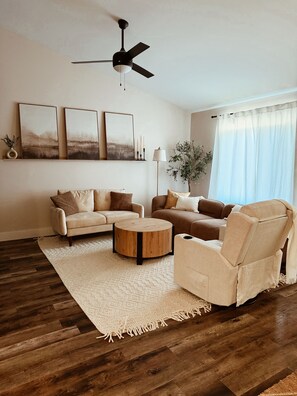 TV, fireplace