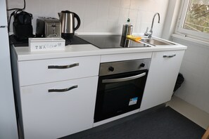 Fridge, microwave, oven, electric kettle