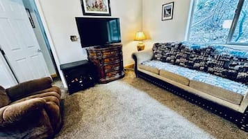 Televisión y chimenea