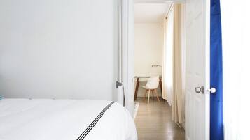 Apartment, 2 Bedrooms, Pets Allowed | Desk, laptop workspace, blackout drapes, iron/ironing board