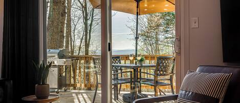 Smart TV, fireplace, stereo