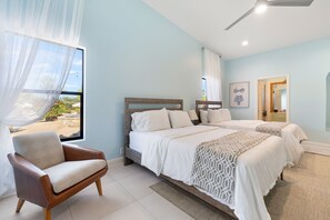 3 bedrooms, desk, iron/ironing board, travel crib