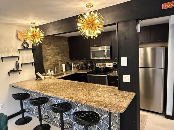 Private kitchen - Welcome to the Den on Red Fox, a 2-bedroom townhome on Big Boulder Lake (Lake Harmony)