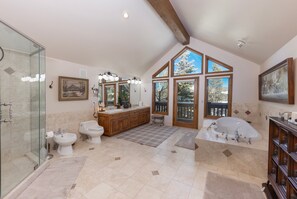 Regadera, tina de hidromasaje, secadora de cabello, bidet 