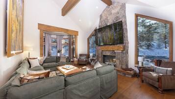 Smart TV, fireplace, video games, table football