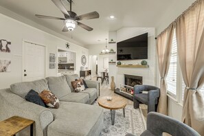 TV, fireplace - 2 Mi to Dtwn! Modern Round Rock Oasis w/ Patio (Round Rock)