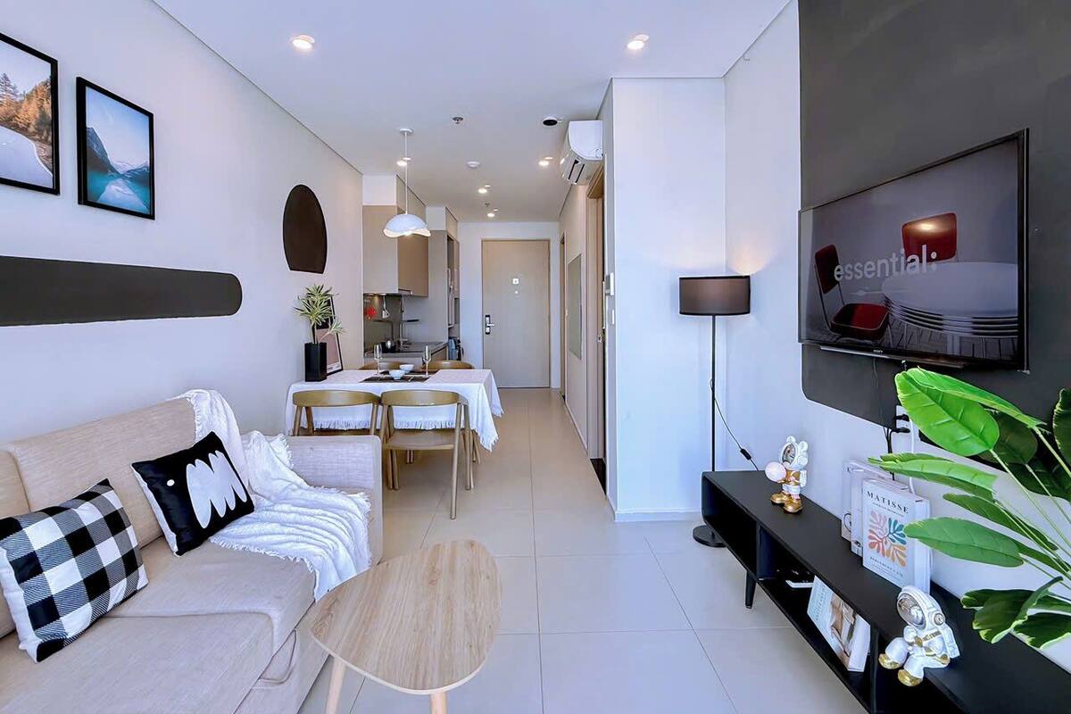 Appartement Deluxe, 1 chambre, balcon, vue jardin | Coin séjour