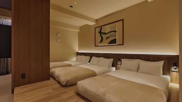 Desk, laptop workspace, blackout curtains, iron/ironing board