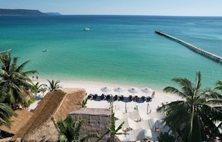 Privat strand och vit sandstrand
