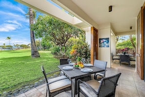 Condo, Multiple Beds, Lanai, Ocean View (Mauna Lani Terrace J101) | Outdoor dining - Beautiful Ocean Views! Access to Fitness/tennis Facilities - Vrkcv (Kamuela)