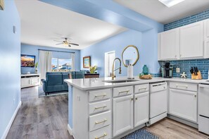 Fridge, microwave, oven, stovetop - Canal View Condo | Walk to Beach | Pool & Hot Tub (Mexico Beach)