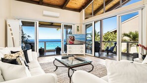 Condo, Multiple Beds, Lanai, Ocean View (Surf and Racquet 2301) | Living area - Oceanfront Corner Penthouse with Sunset Views, Partial A/C, and Wraparound Lanai (Kailua-Kona)
