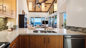 Condo, Multiple Beds, Lanai, Ocean View (Surf and Racquet 2301) | Private kitchen - Oceanfront Corner Penthouse with Sunset Views, Partial A/C, and Wraparound Lanai (Kailua-Kona)