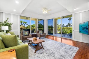 Condo, Multiple Beds, Lanai, Garden View (Vista Waikoloa A106) | Living area - Resort Living in Waikoloa Pool, Lanai, Walk to Hilton - Vrkcv (Waikoloa)