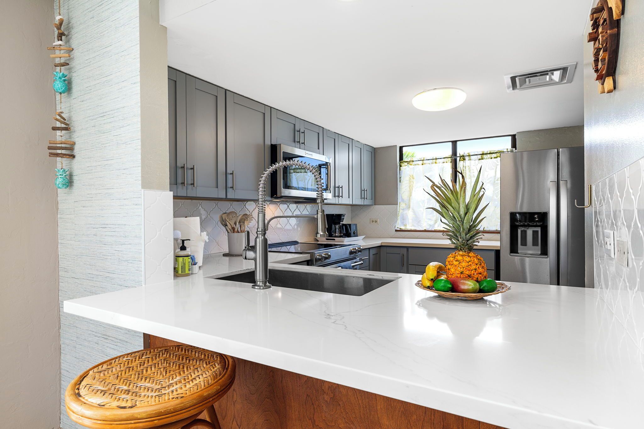 Condo, Multiple Beds, Lanai, Garden View (White Sands Village 224) | Private kitchen | Electric kettle