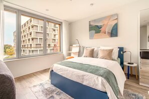 1 bedroom, desk, iron/ironing board, travel cot