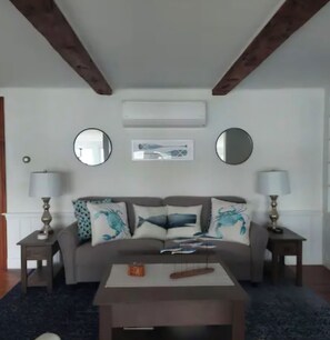 Smart TV, fireplace, table tennis, books