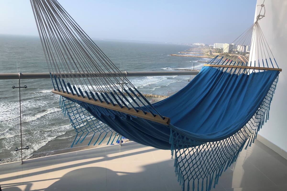 Apartemen Deluks, pemandangan pantai | Teras/patio