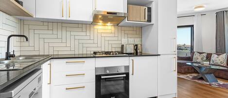 Fridge, oven, dishwasher, toaster