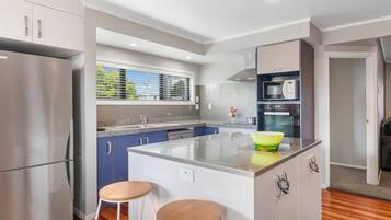 Fridge, microwave, dishwasher, toaster