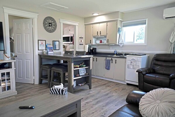 Smart TV, fireplace, computer monitors, printers