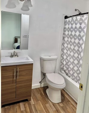 Hair dryer, towels, toilet paper