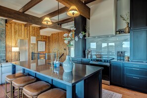 Fridge, microwave, oven, stovetop - Luxury Beech Mountain Chalet • Views • Hot Tub • Sauna • Game Loft • Sleeps 20 (Beech Mountain)