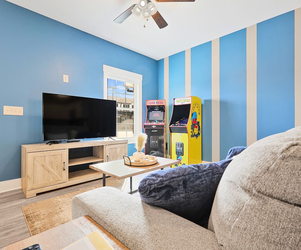 Een smart-tv, videogames en tafelvoetbal