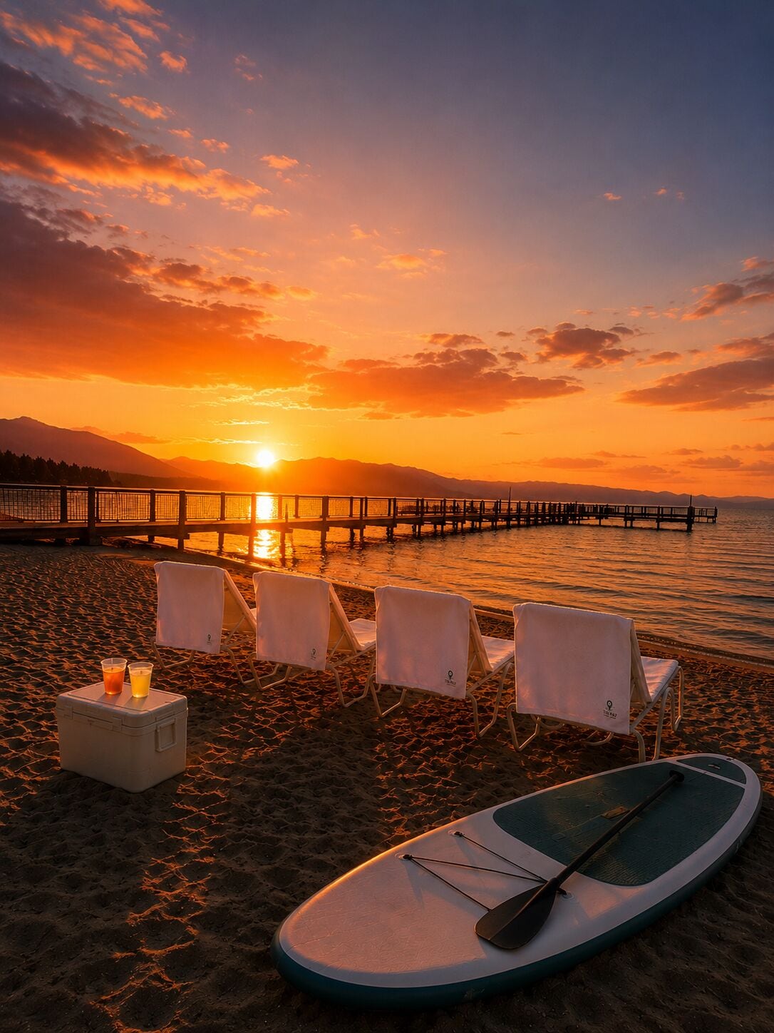 Beach nearby, sun-loungers, beach towels