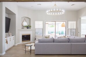 Smart TV, fireplace, video games, books