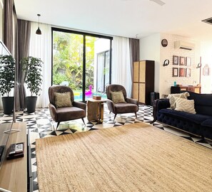 Villa, Balcony, Garden View | Living area - B Shore by evaddo stays (Vagator)