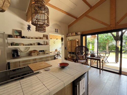 Maison en bois,côte landaise 5min océan, lacs, idéale famille, animaux acceptés!