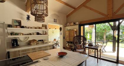 Maison en bois,cÎte landaise 5min océan, lacs, idéale famille, animaux acceptés!