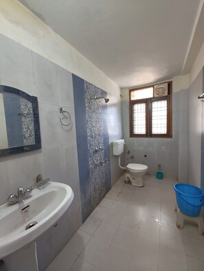 Double Room | Bathroom | Shower, towels, soap, shampoo