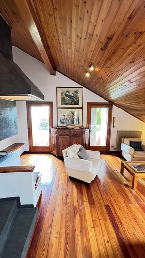 TV, fireplace - Stylish spacious private attic apartment ideally located in Castelfranco Veneto (Castelfranco Veneto)