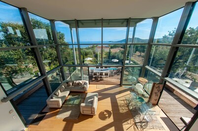 Design villa, air-conditioned, heated swimming pool Marine de davia, corbara l'ile Rousse