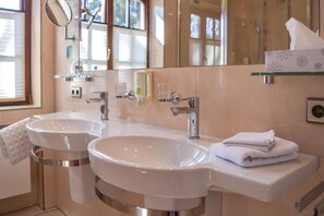 Free toiletries, hair dryer, slippers, towels