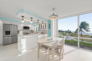 Fridge, microwave, oven, stovetop - Island Beach Club 340E – Gulf-Front Elegance with Panoramic Views (Sanibel)