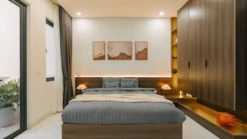 Deluxe-dobbeltværelse - 1 kingsize-seng - balkon | Italienske lagner fra Frette, premium-sengetøj, dundyner